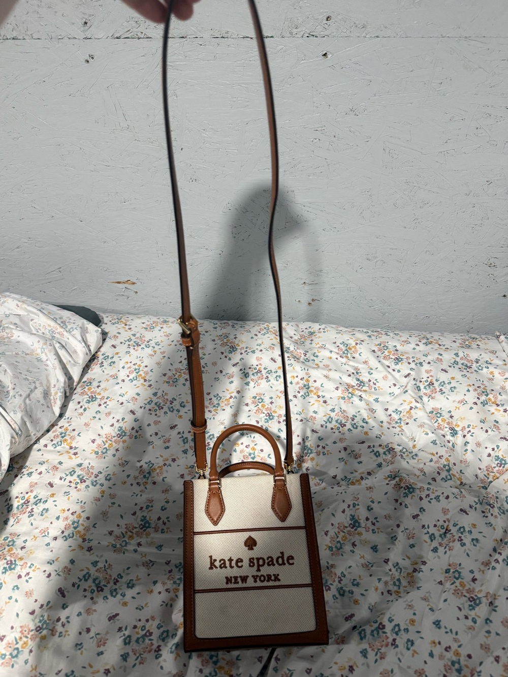 kate spade Cream and Brown Mini Tote Crossbody - Picture 2 of 3